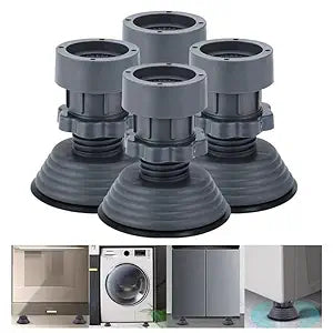 Washing Machine Vibration Pads, Floor Trays, Refrigerator Stand, Washing Machine Stand,Height Adjustment Feet for Refrigerators with Anti-Slip Rubber (4 Pcs Set)
