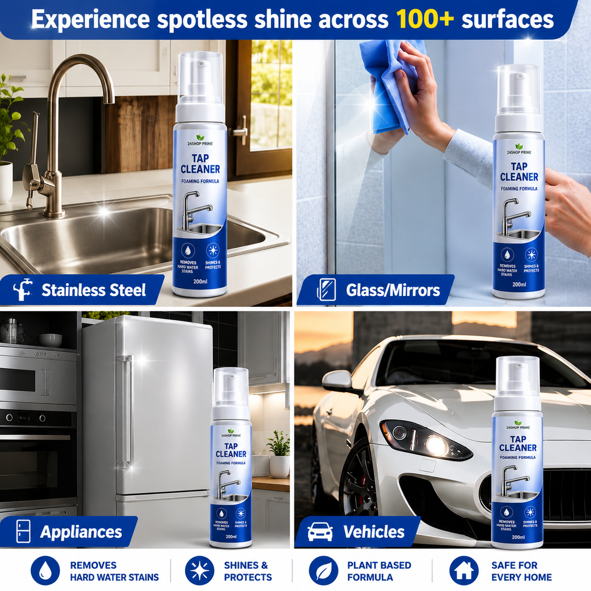3-Pack Tap Cleaner, Kitchen Cleaner &amp; Toilet Cleaner Combo