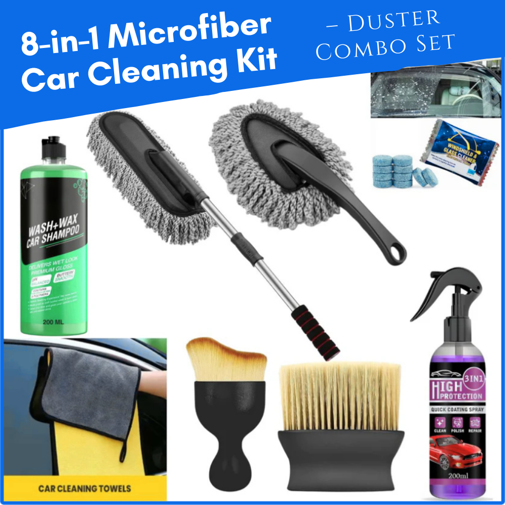 8-in-1 Microfiber Car Cleaning Kit – Duster Combo Set