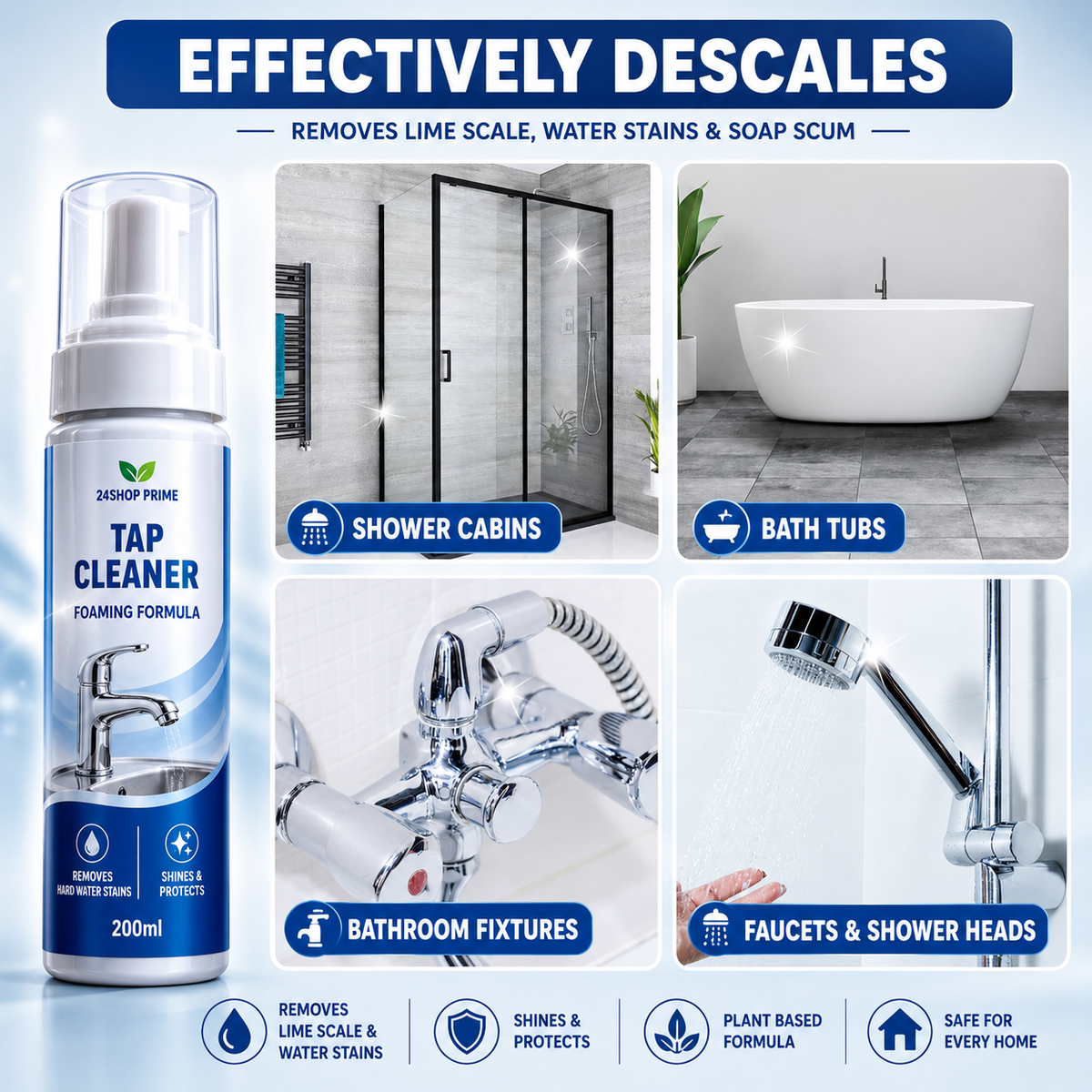 3-Pack Tap Cleaner, Kitchen Cleaner &amp; Toilet Cleaner Combo