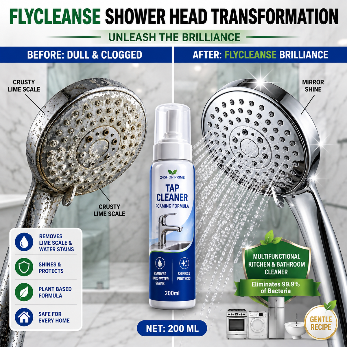 3-Pack Tap Cleaner, Kitchen Cleaner &amp; Toilet Cleaner Combo