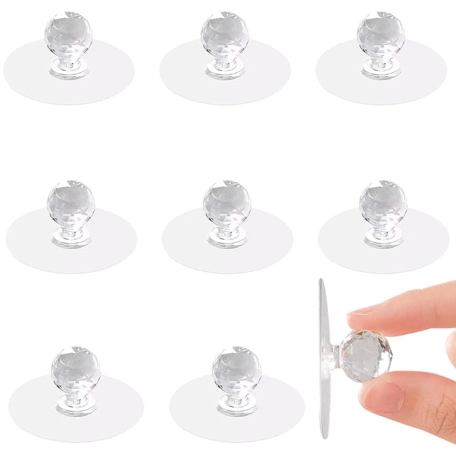 Self Adhesive Wall Hooks  Diamond Shape Acrylic Crystal Hooks