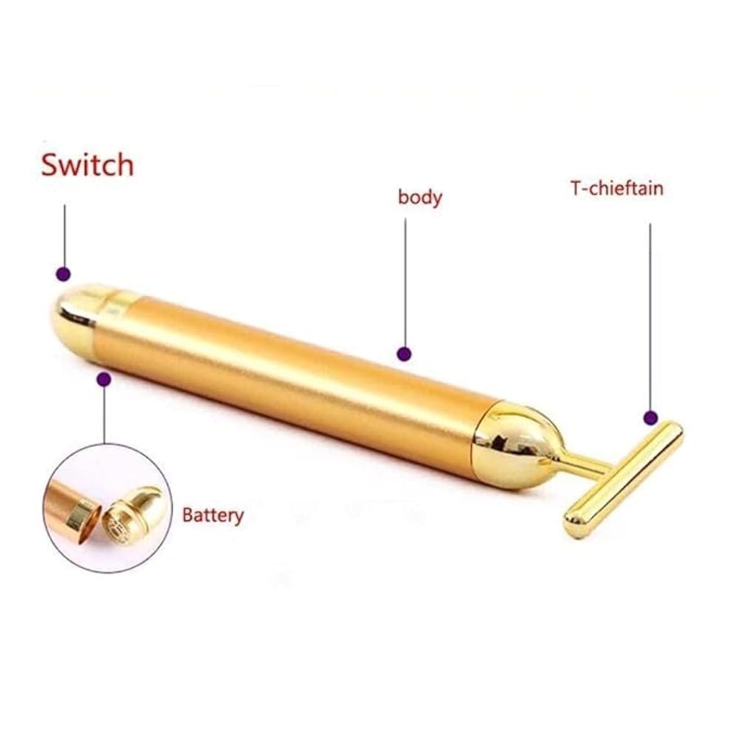 24K Gold Energy Beauty Bar | Electric Vibration Facial Massage Roller