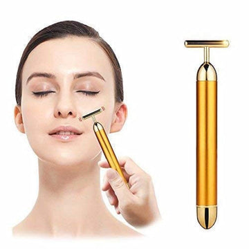 24K Gold Energy Beauty Bar | Electric Vibration Facial Massage Roller