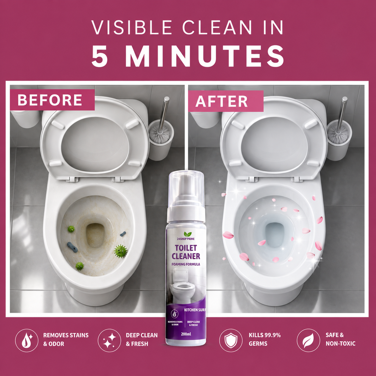 3-Pack Tap Cleaner, Kitchen Cleaner &amp; Toilet Cleaner Combo