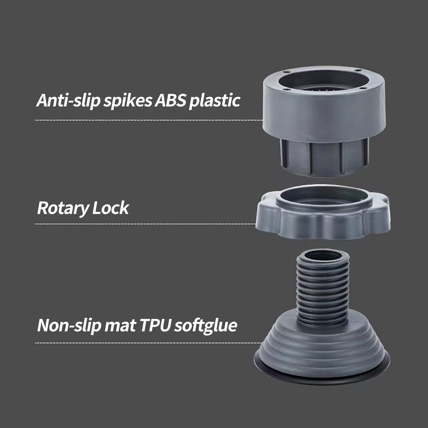 Washing Machine Vibration Pads, Floor Trays, Refrigerator Stand, Washing Machine Stand,Height Adjustment Feet for Refrigerators with Anti-Slip Rubber (4 Pcs Set)