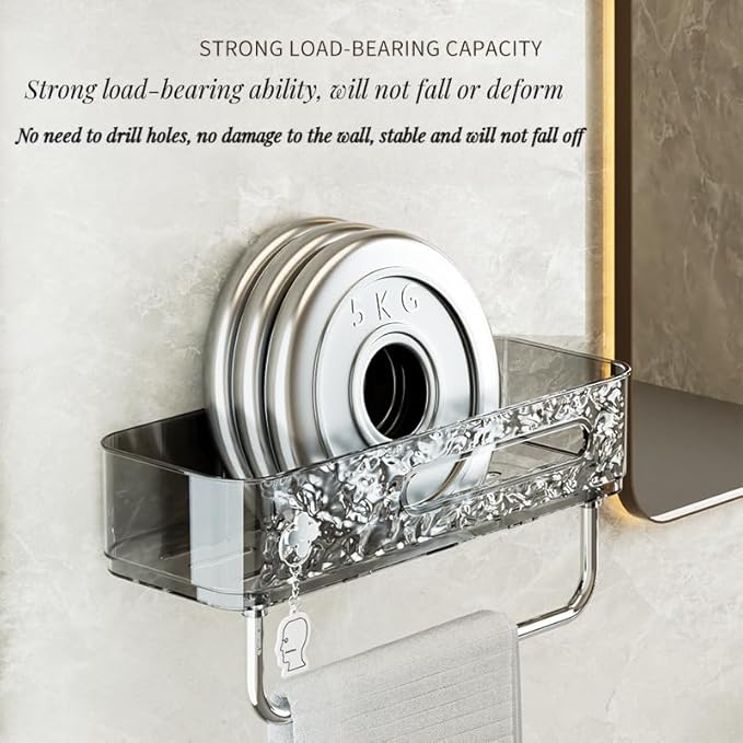 Rust-Proof No-Drill Bathroom Shelf | 2-Tier Shower Caddy Organizer with Hooks & Adhesive Mount