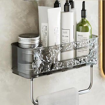 Rust-Proof No-Drill Bathroom Shelf | 2-Tier Shower Caddy Organizer with Hooks & Adhesive Mount