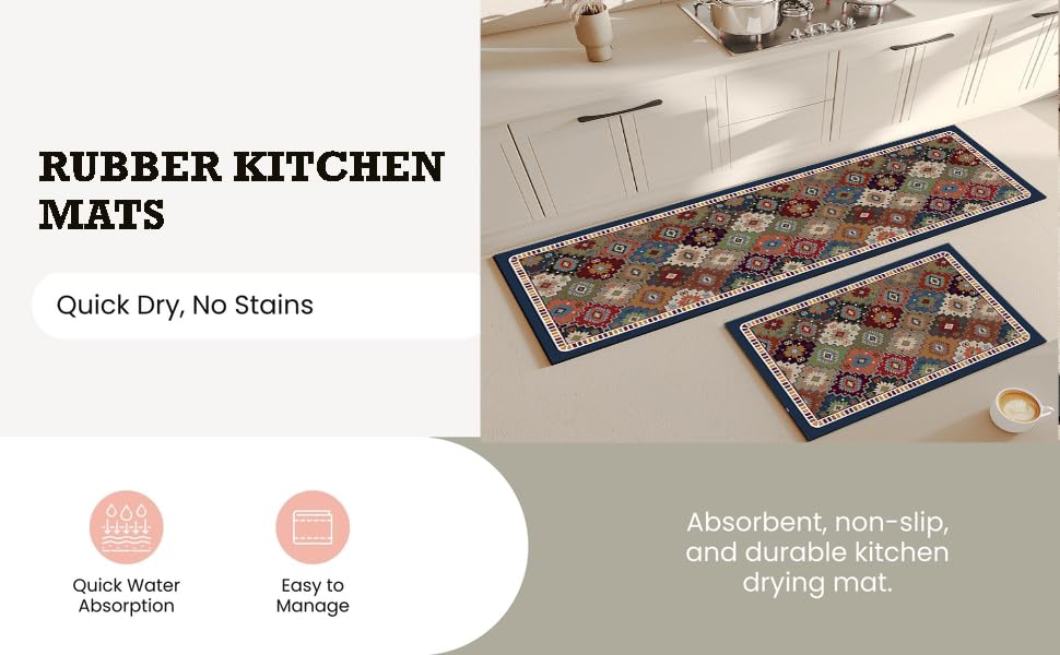 Kitchen Mats for Floor Anti Slip, 2 Pcs Kitchen Mats