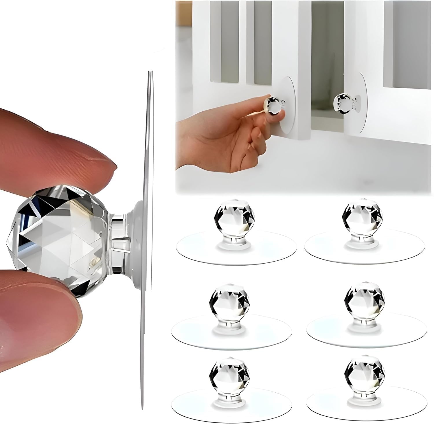 Self Adhesive Wall Hooks  Diamond Shape Acrylic Crystal Hooks