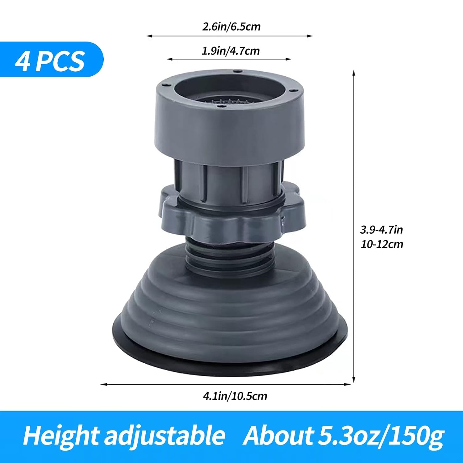Washing Machine Vibration Pads, Floor Trays, Refrigerator Stand, Washing Machine Stand,Height Adjustment Feet for Refrigerators with Anti-Slip Rubber (4 Pcs Set)
