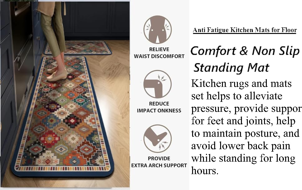 Kitchen Mats for Floor Anti Slip, 2 Pcs Kitchen Mats
