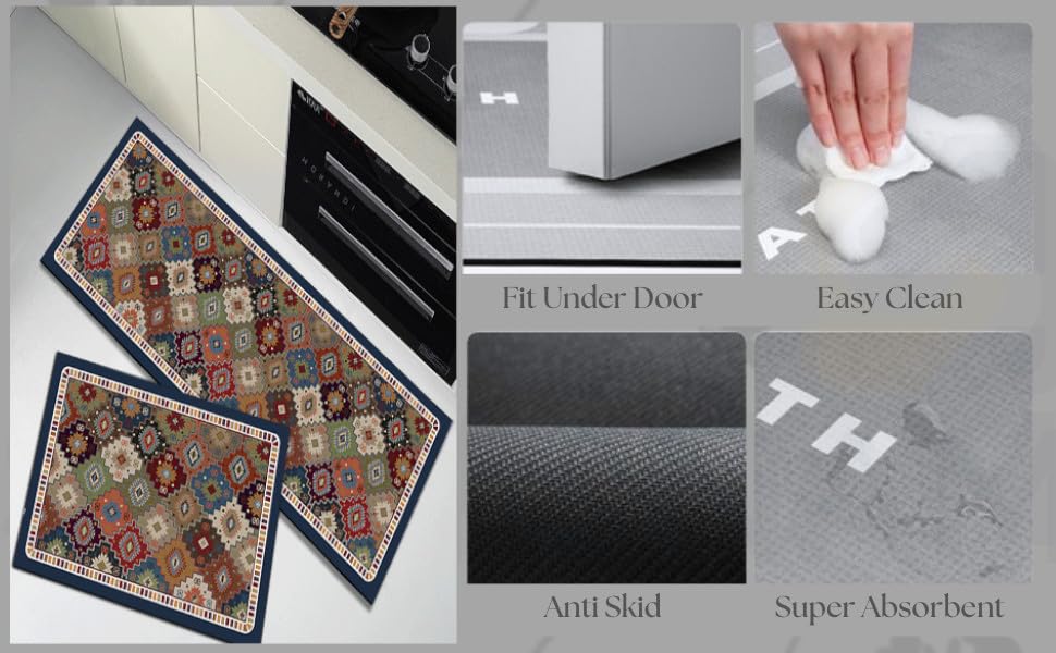 Kitchen Mats for Floor Anti Slip, 2 Pcs Kitchen Mats