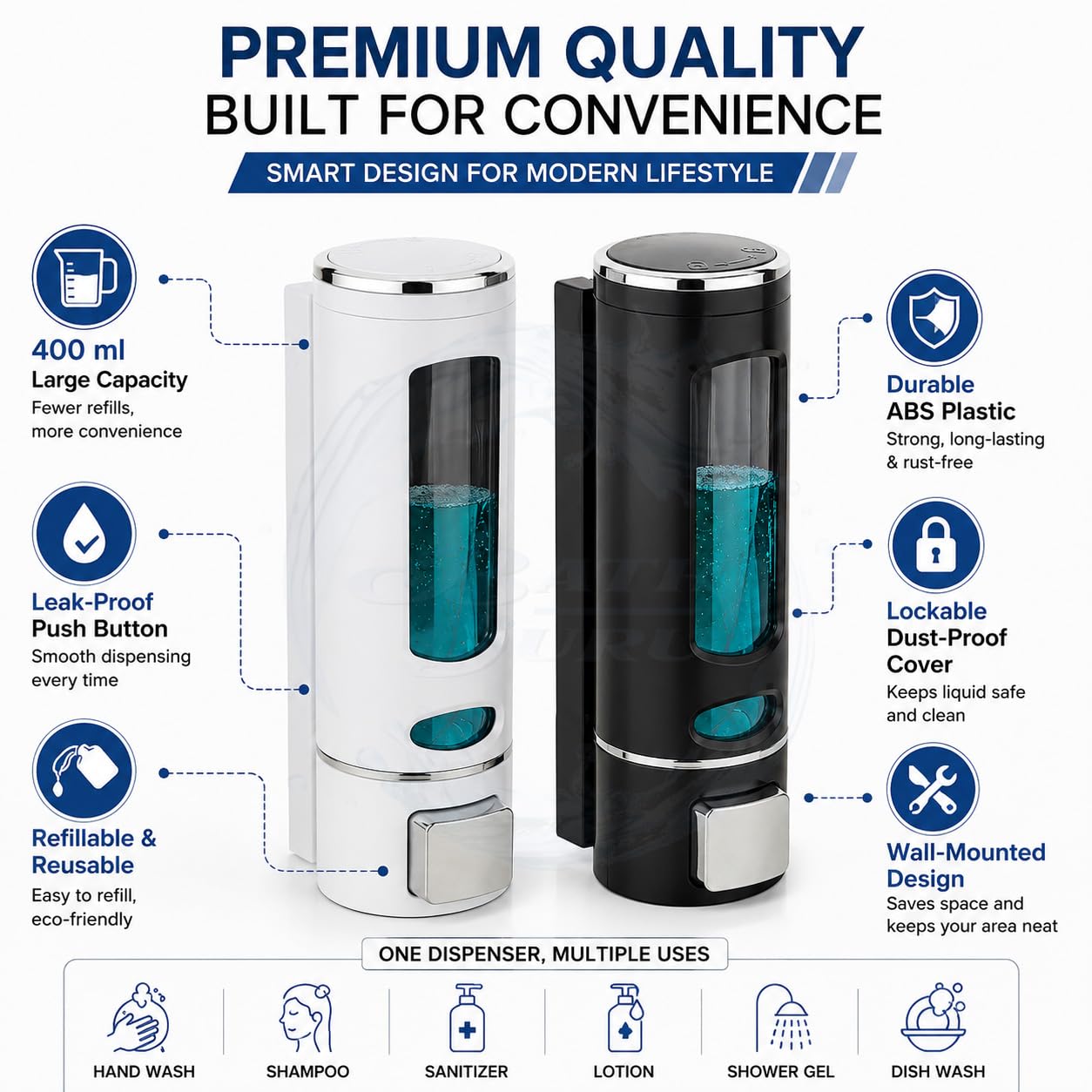 Wall Mounted Soap Dispenser Pack of 2