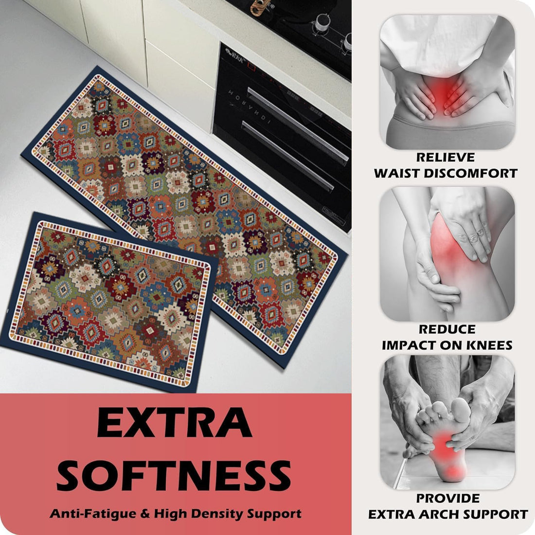 Kitchen Mats for Floor Anti Slip, 2 Pcs Kitchen Mats
