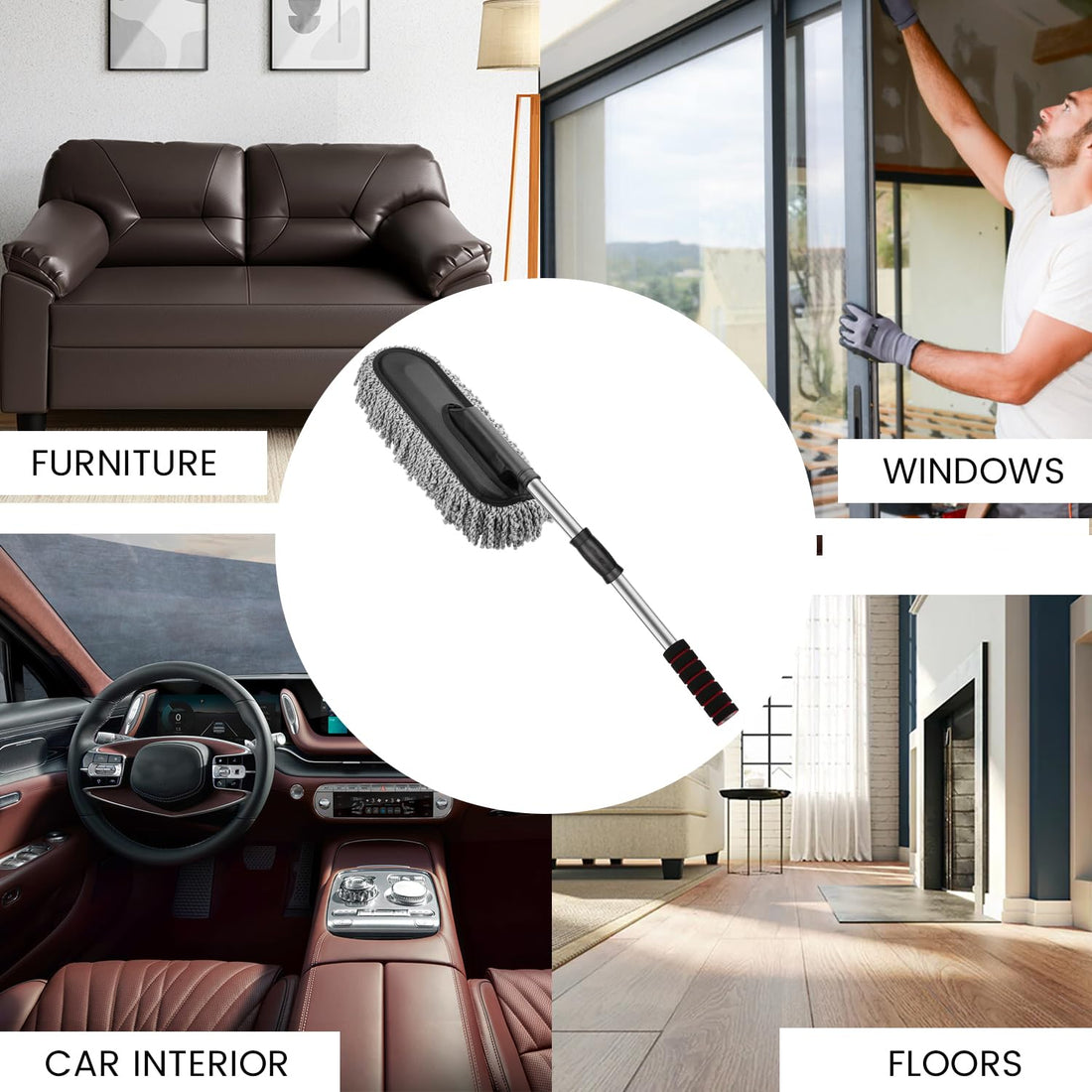 Pack of 3 Microfiber Car Duster & Complete Car Cleaning Kit