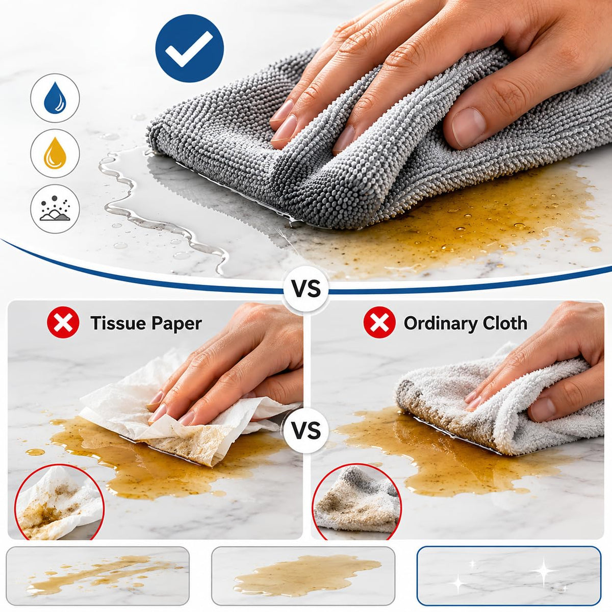 Microfiber Cleaning Cloth Roll, 20Pcs