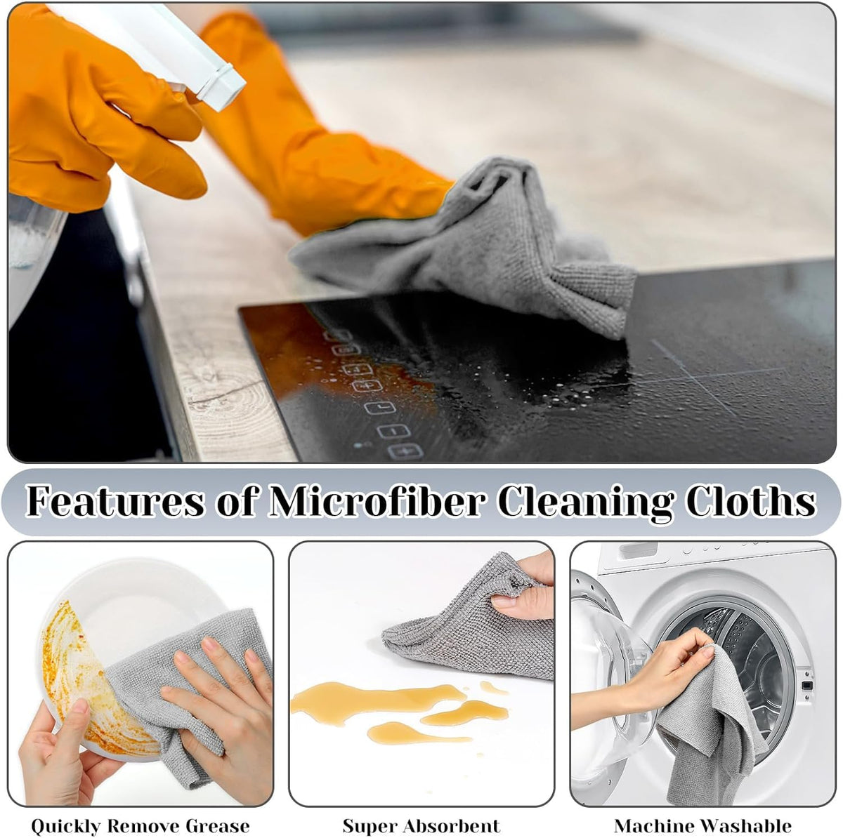 Microfiber Cleaning Cloth Roll, 20Pcs