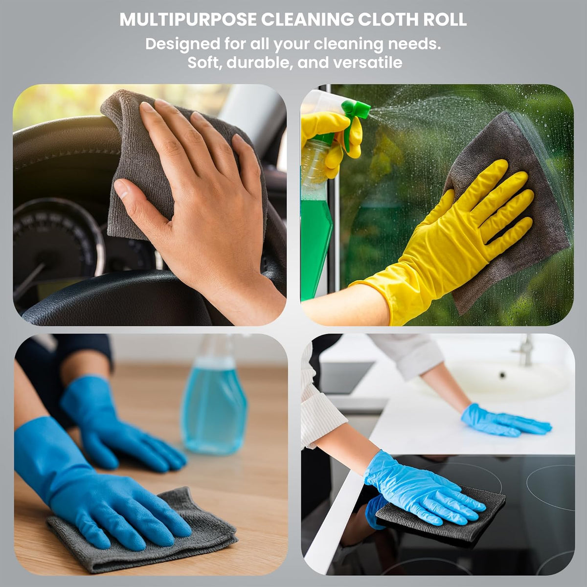 Microfiber Cleaning Cloth Roll, 20Pcs