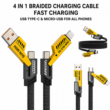 4-in-1 Ultra Fast Charging Cable | Data Cable for Phone, Tablet & Laptop