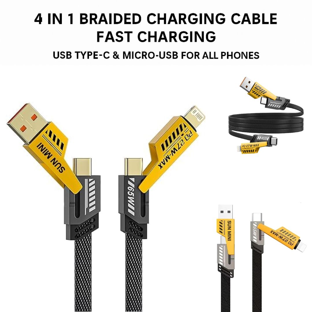 4-in-1 Ultra Fast Charging Cable | Data Cable for Phone, Tablet & Laptop