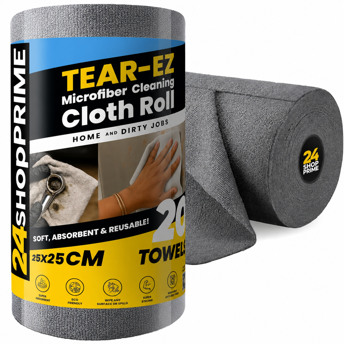 Microfiber Cleaning Cloth Roll, 20Pcs